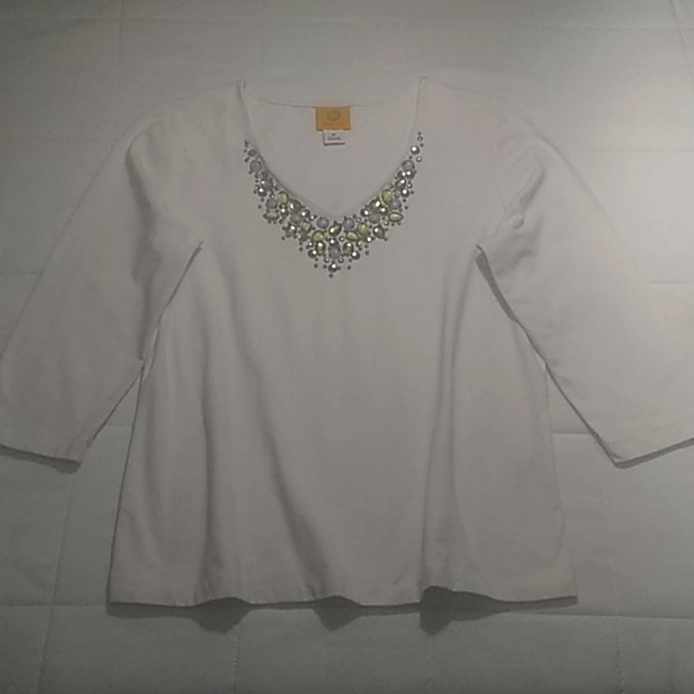 Ruby Rd Beaded Neckline Shirt - Picture 2 of 3